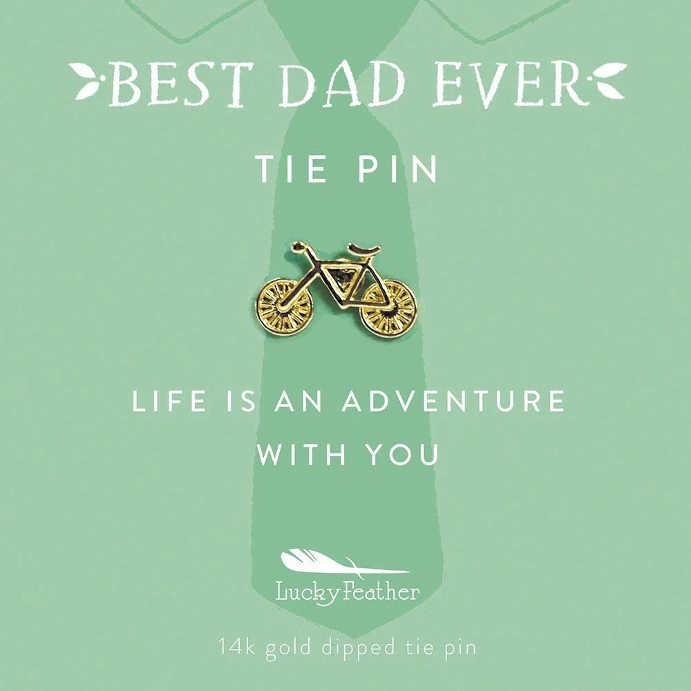 BRAND NEW Lucky‎ Feather Tie Pin - Life is an Adventure with you - Bike - Gold